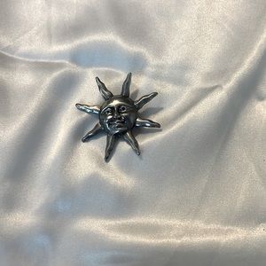 VTG H Pewter Sun necklace pendent pin  charm necklace combo boho indie rare